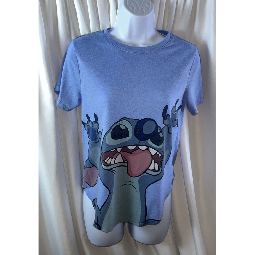 Disney Juniors Lilo & Stitch Front And Back Curved Hem Graphic T-shirt Size M